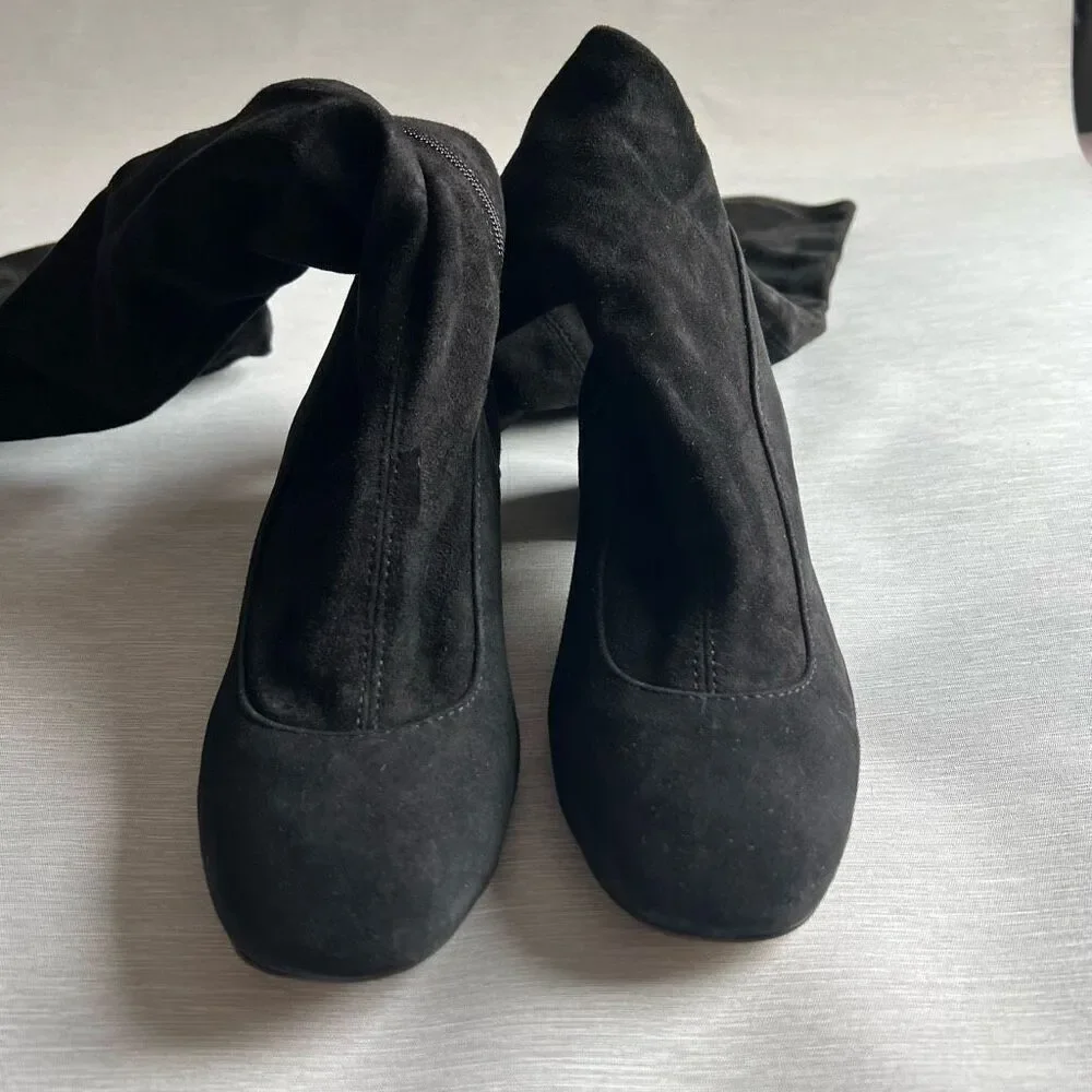 TED BAKER Ayannah Over The Knee Suede Stretch Leather Black Boots US Size 7 New
